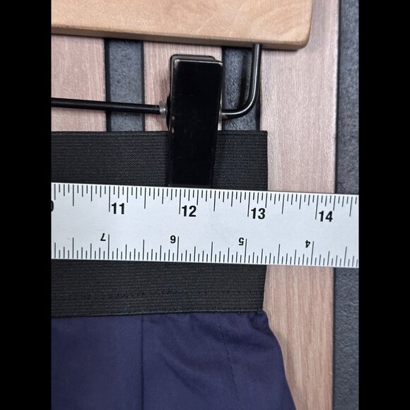 Zara Skirt Small Womens Blue Navy Pleated Golden Zip Stretch Waist 100% Cotton - Picture 3 of 7